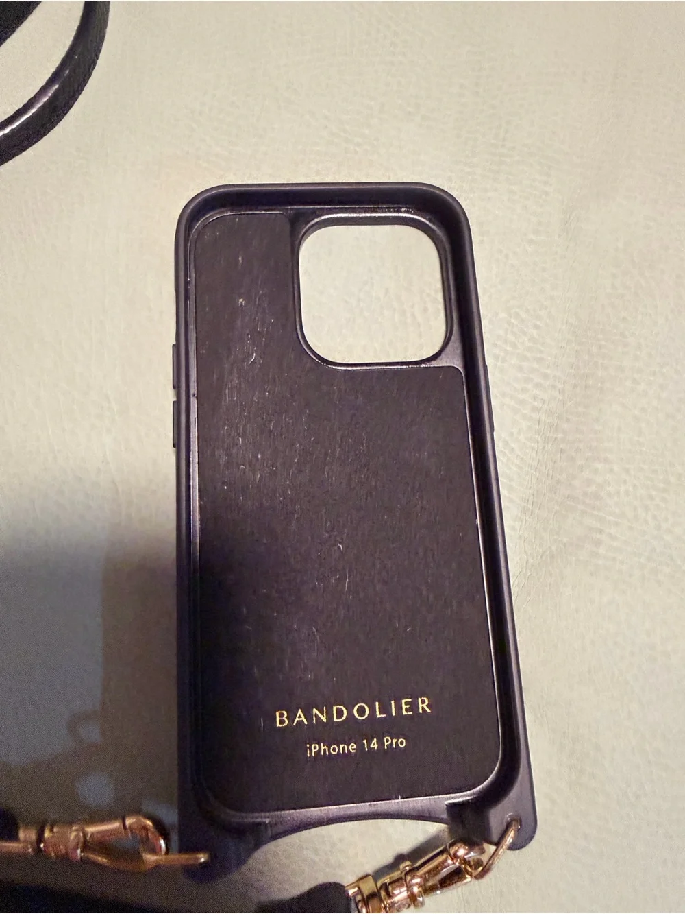 Bandolier Black Leather Emma Crossbody iPhone 14 Pro Case with Strap